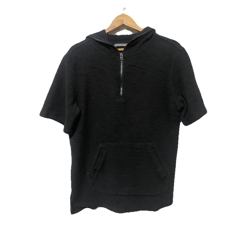 Madison Supply Men’s Black Quarter Zip Pullover Sweater Short Sleeve Size Large